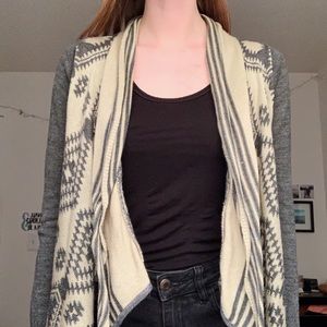 Open Aztec gray and tan sweater